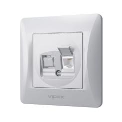 Телефонная розетка Videx BINERA CAT3 сереб Фото 1