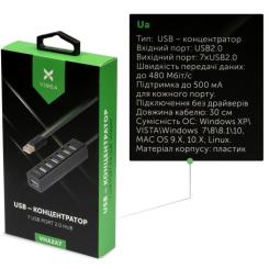 Концентратор Vinga USB2.0 to 7*USB2.0 HUB Фото 3