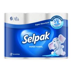 Бумажные полотенца Selpak 3 шари 80 відривів 6 рулонів Фото