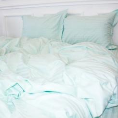 Постельное белье MirSon Satin Stripe 30-0013 Azure 2х143х210 сімейний Фото