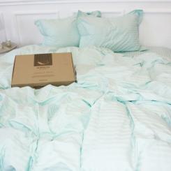 Постельное белье MirSon Satin Stripe 30-0013 Azure 2х143х210 сімейний Фото 1