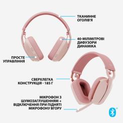 Наушники Logitech Zone Vibe 100 Wireless Rose Фото 5