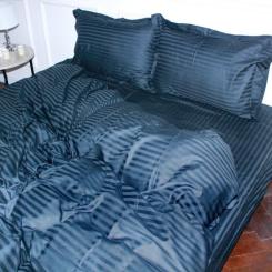 Постельное белье MirSon Satin 30-0021DarkBlue 160х220 Сімейний Фото