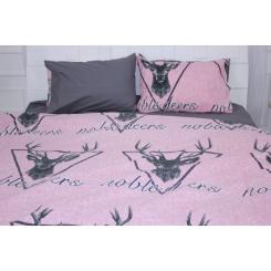 Постельное белье MirSon Бязь 17-0516 Noble deers pink Сімейний Фото 1
