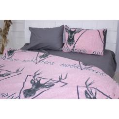 Постельное белье MirSon Бязь 17-0516 Noble deers pink Сімейний Фото 2