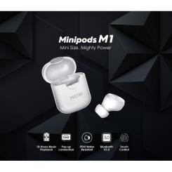 Наушники Tecno Minipods M1 Mono White Фото 11