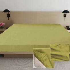 Простынь Ярослав на резинке сатин 05 оливковый 200х180х20 Фото
