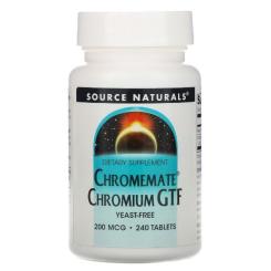 Минералы Source Naturals Хром GTF 200мкг, ChromeMate, 240 таблеток Фото