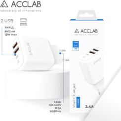 Зарядное устройство ACCLAB AL-TC224 2хUSB 5В/2,4A/12W Фото 2