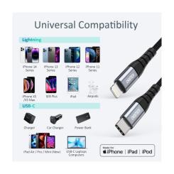 Дата кабель Choetech USB-C to Lightning 2.0m MFI Фото 6