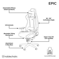 Кресло игровое Noblechairs Epic Series Real Leather Black Фото 8