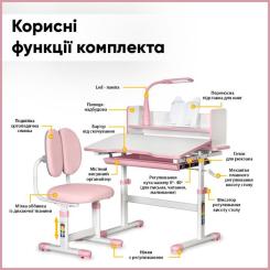 Парта со стулом ErgoKids Pink (+полка+лампа) Фото 3