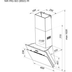 Вытяжка кухонная Pyramida NR-MG 60 (850) M BL Фото 8
