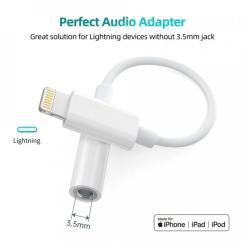 Переходник Choetech Lightning to 3.5mm 0.1m 4pin MFI Фото 1
