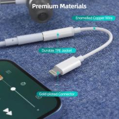 Переходник Choetech Lightning to 3.5mm 0.1m 4pin MFI Фото 4