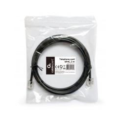 Патч-корд Cablexpert телефонний 2м RJ11 (6P4C) black Фото 1