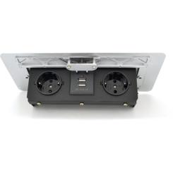 Розетка Voltronic J29L, две розетки + 2*USB, напольная, выдвижная Фото 1