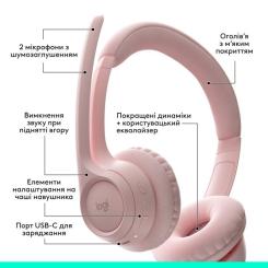 Наушники Logitech Zone 300 Bluetooth Rose Фото 5