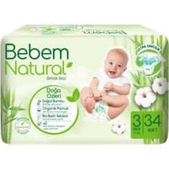 Подгузники Bebem Natural 3 midi 4-9 кг 34 шт Фото