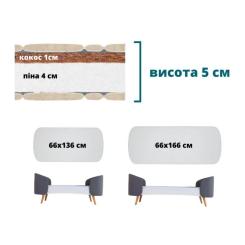 Матрас для детской кроватки Ingvart Fly кокос+поролон, 166х66х5 см Фото