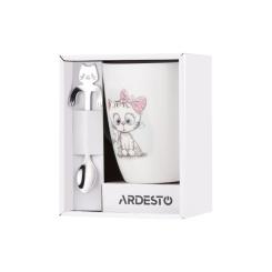Чашка Ardesto Cute, 320мл, порцеляна, нержавіюча сталь, білий Фото 7