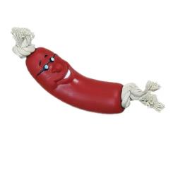 Игрушка для собак Nunbell Сосиска на мотузці 11 см Фото