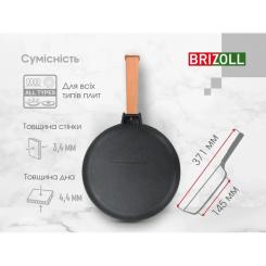 Сковорода Brizoll Optima чавунна з ручкою 200х35 мм Фото 7