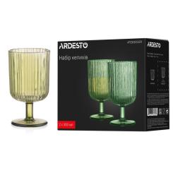 Набор бокалов Ardesto 300мл, 2шт, скло, зелений Фото 4