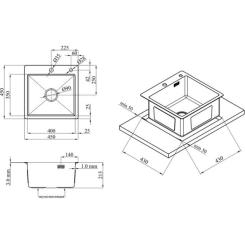 Мойка кухонная Kroner Gebürstet-4545HM Фото 8