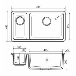 Мойка кухонная GRANADO Under top DOUBLE white Фото 5