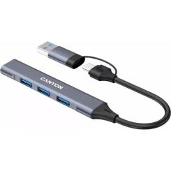 Концентратор Canyon USB-C/A 4-in-1 1xUSB 3.0 + 3xUSB 2.0 gray Фото 1