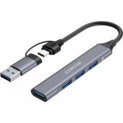 Концентратор Canyon USB-C/A 4-in-1 1xUSB 3.0 + 3xUSB 2.0 gray Фото 3