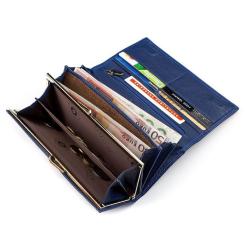 Кошелек Boston Из натуральной кожи Синий Фото 3