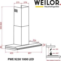 Вытяжка кухонная Weilor PWЕ 9230 SS 1000 LED Фото 9