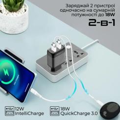 Зарядное устройство Promate 18W 2xUSB-A Фото 2