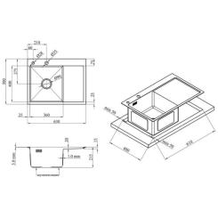 Мойка кухонная Kroner Geburstet-6350LHM Фото 8
