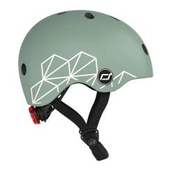 Шлем Scoot&Ride 45-51см, зеленый, с фонариком Фото 1
