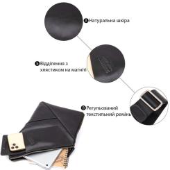 Сумка Grande Pelle Кожаная через плечо Черная Фото 3