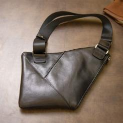 Сумка Grande Pelle Кожаная через плечо Черная Фото 8
