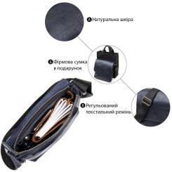 Сумка Grande Pelle Кожаная мужская Темно-синяя Фото 3