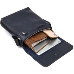 Сумка Grande Pelle Кожаная мужская Темно-синяя Фото 7