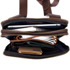 Сумка Shvigel На два отделения кожаная Коричневая Фото 5