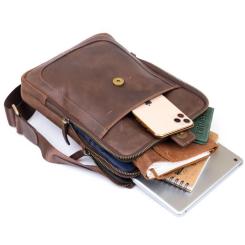 Сумка Shvigel На два отделения кожаная Коричневая Фото 6