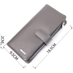 Портмоне Karya Из натуральной кожи Серое Фото 2