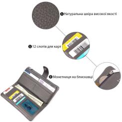 Портмоне Karya Из натуральной кожи Серое Фото 3