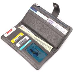 Портмоне Karya Из натуральной кожи Серое Фото 5