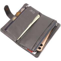 Портмоне Karya Из натуральной кожи Серое Фото 7