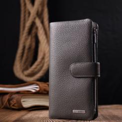 Портмоне Karya Из натуральной кожи Серое Фото 8