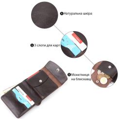 Портмоне Shvigel Из натуральной кожи Коричневое Фото 3