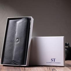 Портмоне ST Leather Из натуральной кожи Черное Фото 11